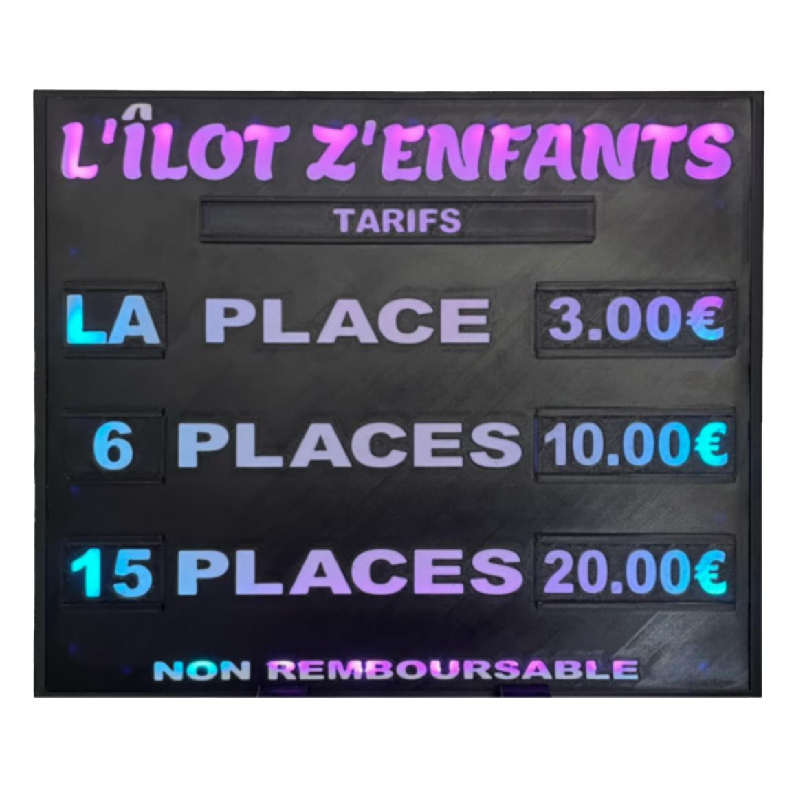 Panneau afficheur de tarifs lumineux XL